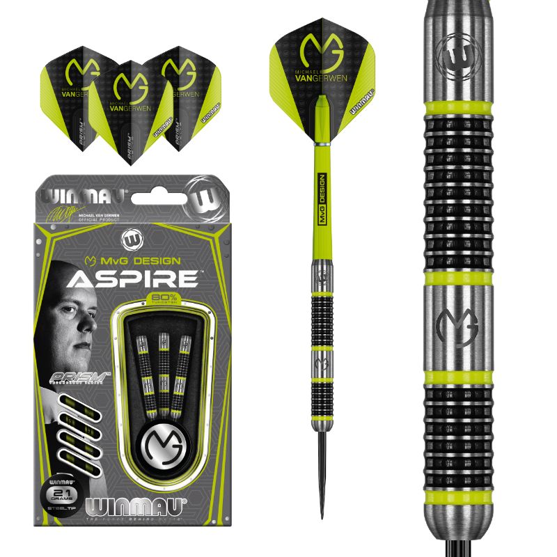 Dardos Bico Aço Winmau MvG Aspire 80%