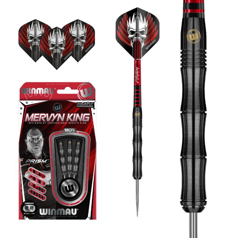 Dardos Bico Aço Winmau Mervyn King Onyx 90%
