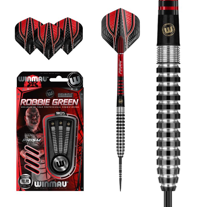 Dardos Bico Aço Winmau Robbie Green Onix 90%