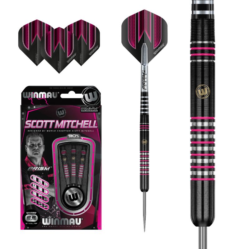Dardos Bico Aço Winmau Scott Mitchell Onix 90%