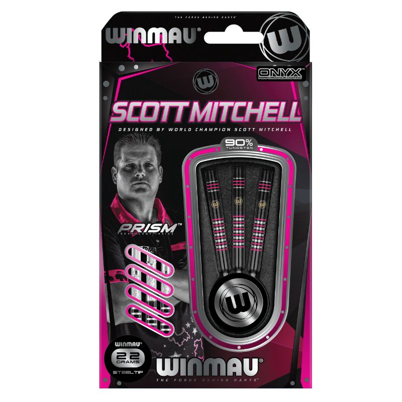 Dardos Bico Aço Winmau Scott Mitchell Onix 90%
